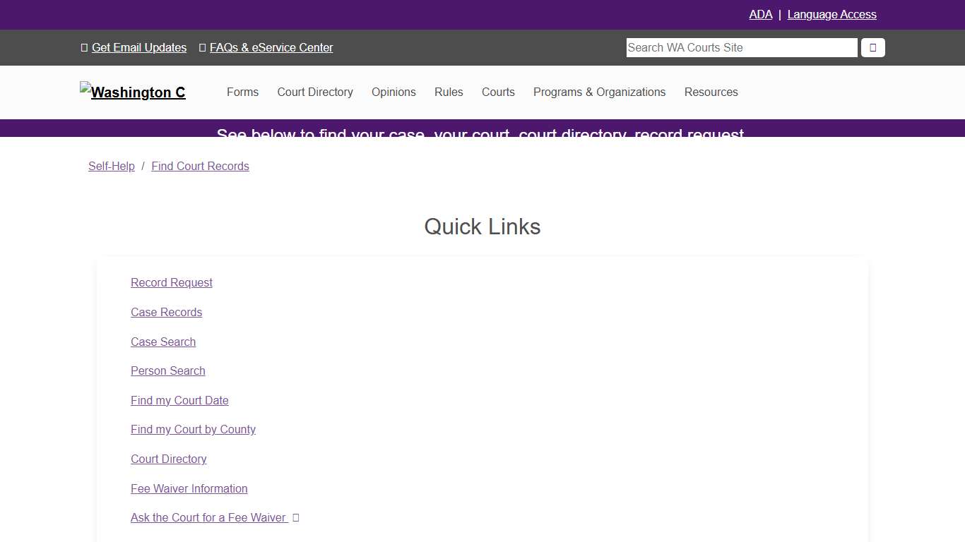 Find Court Records Self-Help Washington