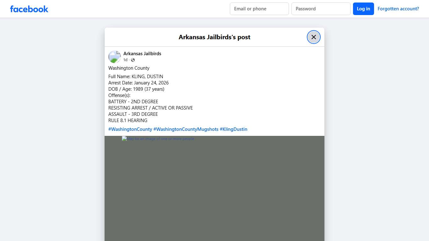 Washington County Full Name: KLING,... - Arkansas Jailbirds Facebook