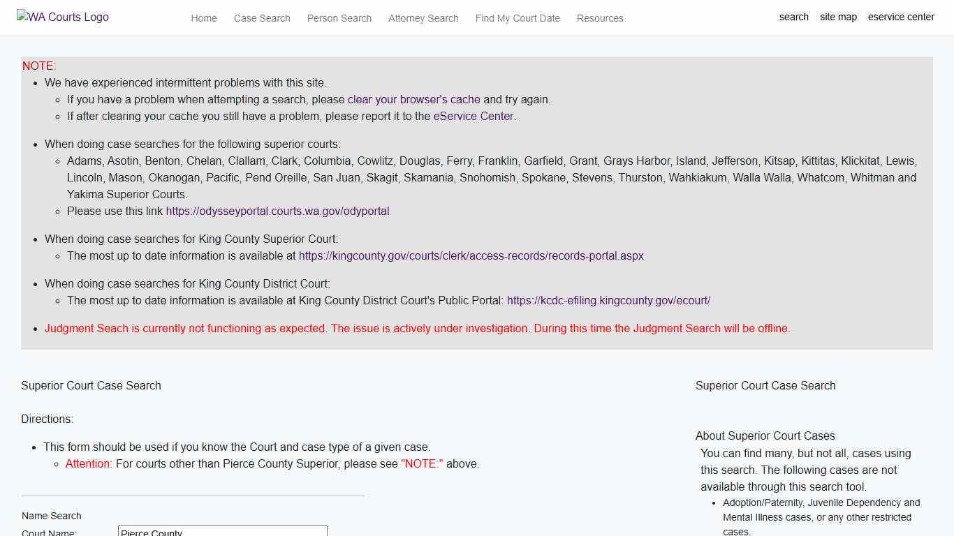 Superior Court Case Search - Find My Court Date - WA.gov